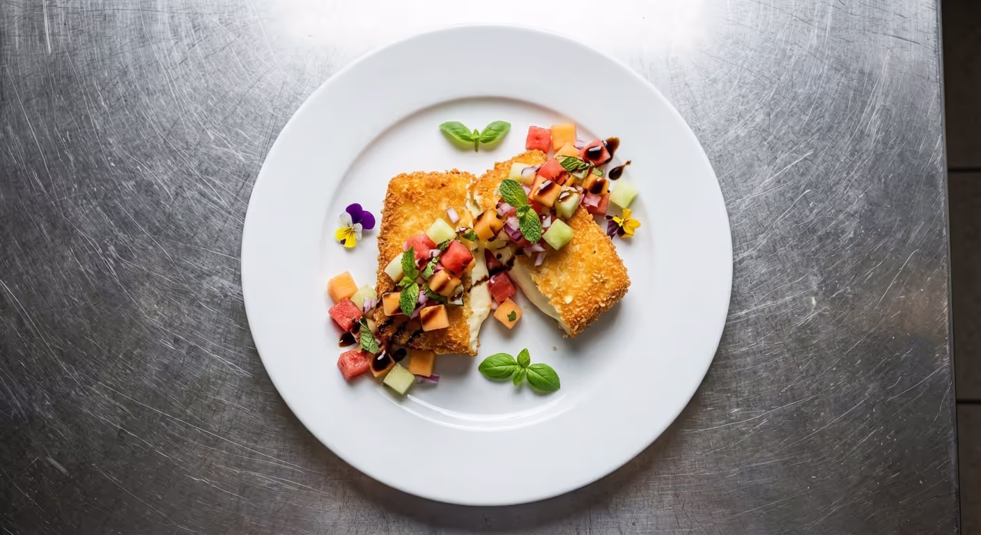 Chrumkavá feta s melounovou salsou