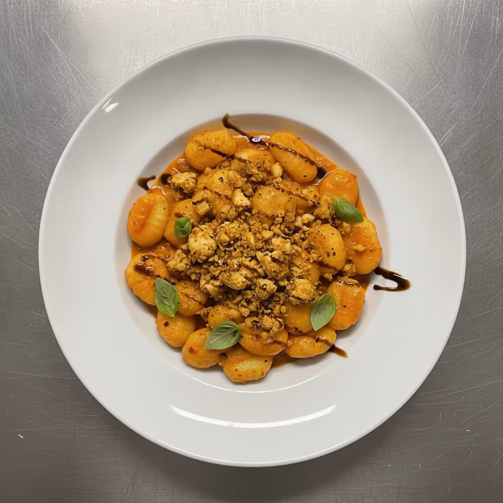 Krémové pikantní gnocchi s vodkou a kuřecím masem