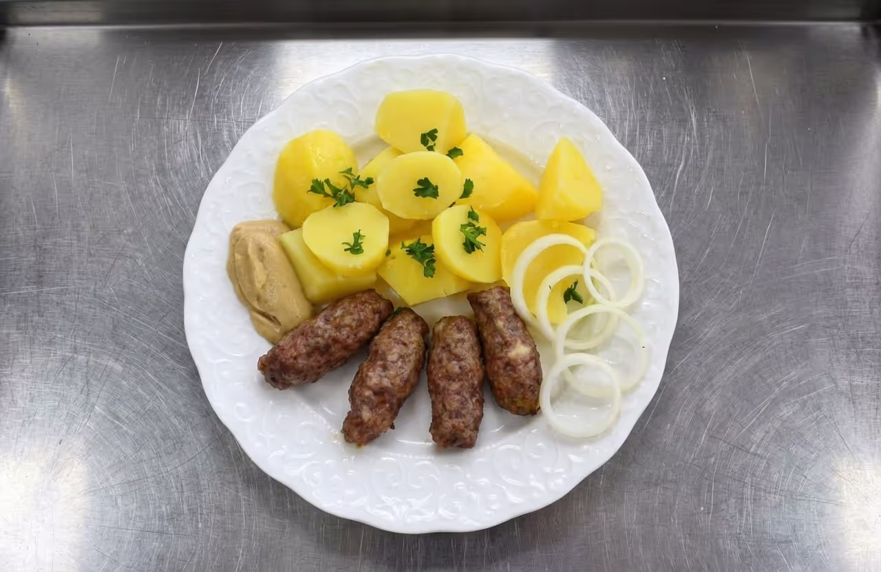 Čevabčiči s bramborem a hořčicí