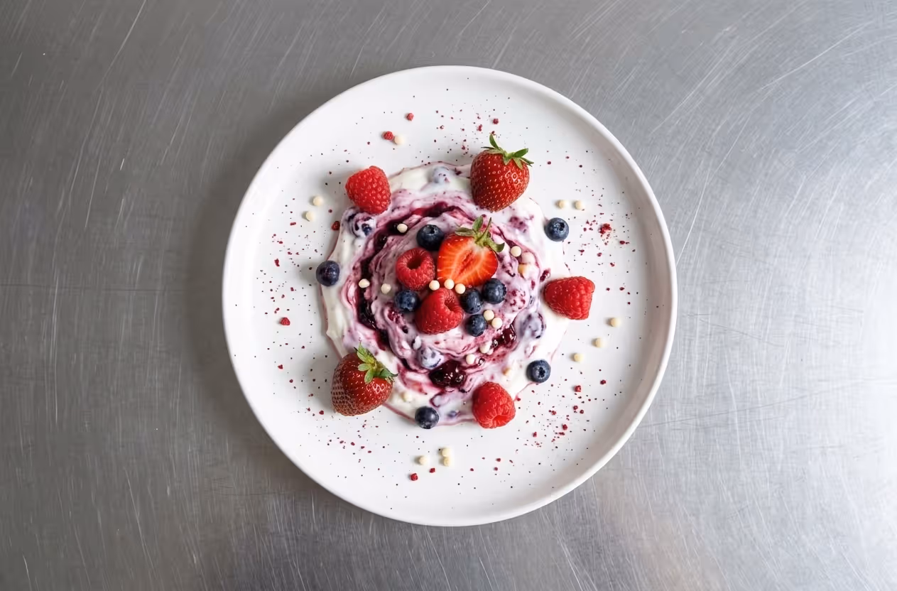 Tvarohová panna cotta s lesním ovocem