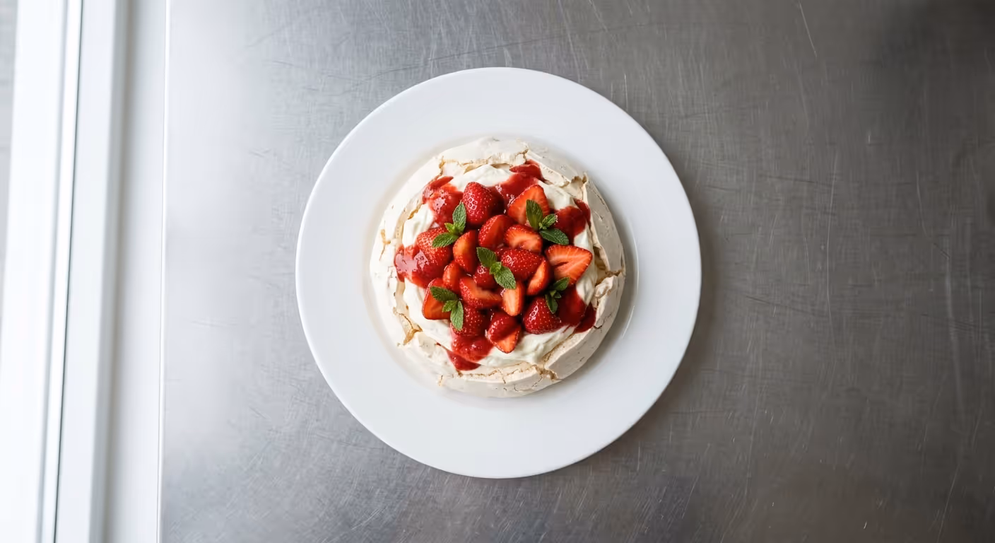 Pavlova s jahodami