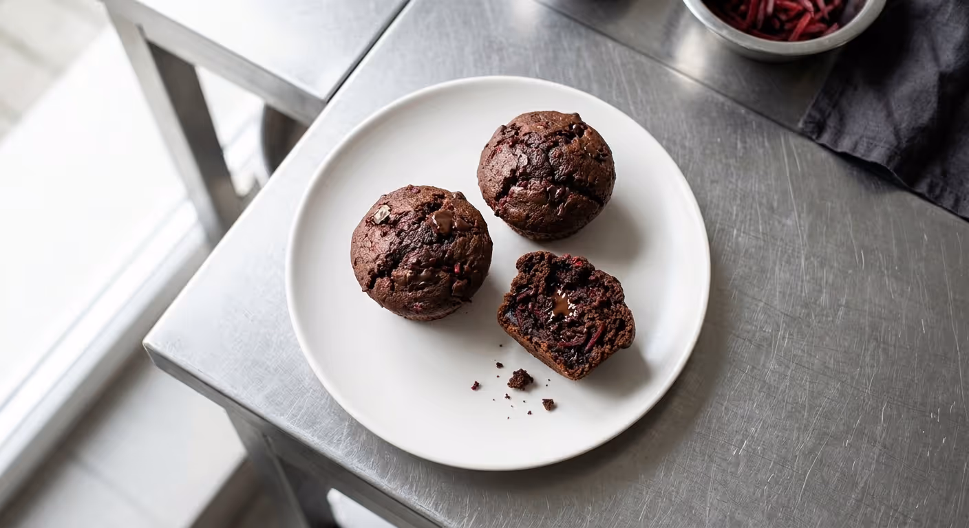Muffiny s červenou řepou a čokoládou