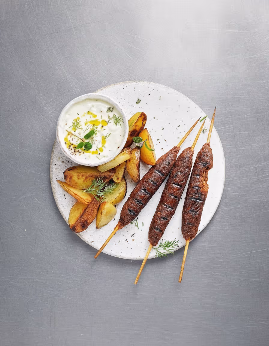 Veganské čevapčiči s tzatziki salátem
