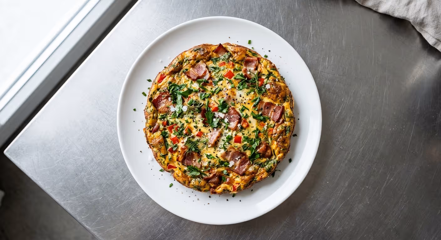 Bylinková frittata se slaninou