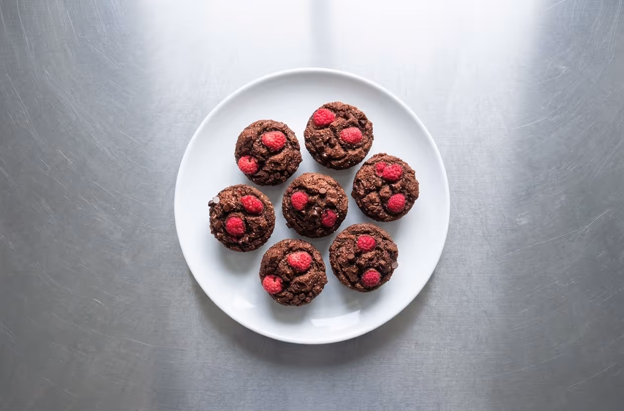 Čokoládové muffiny s malinami