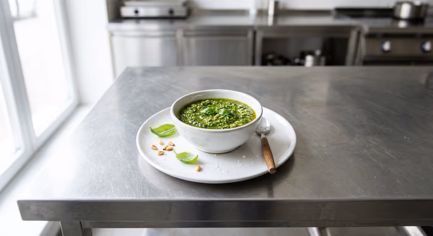 Bazalkové pesto, které neztrácí zelenou barvu