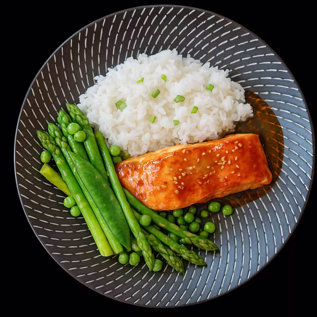 Teriyaki losos s kokosovou rýží